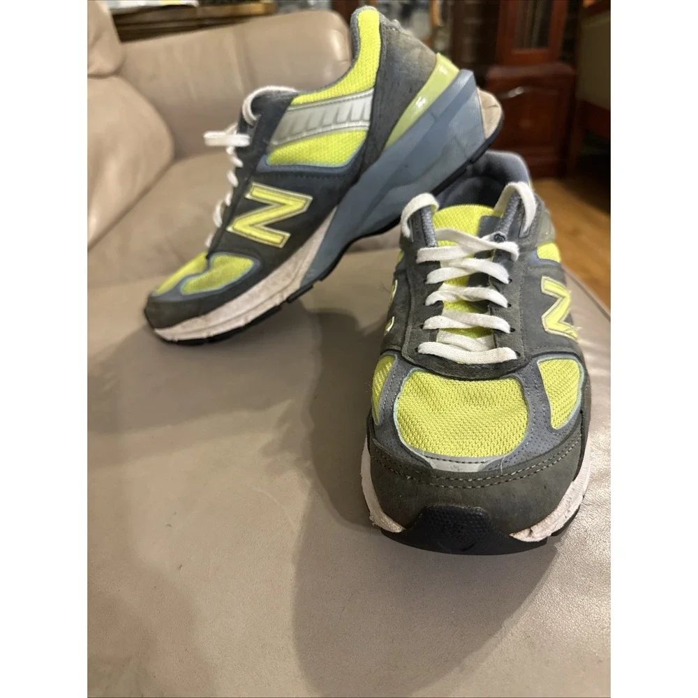 New Balance 990v5 Made In USA Shoes Womens Size 9 D Grey Yellow Classic Sneakers